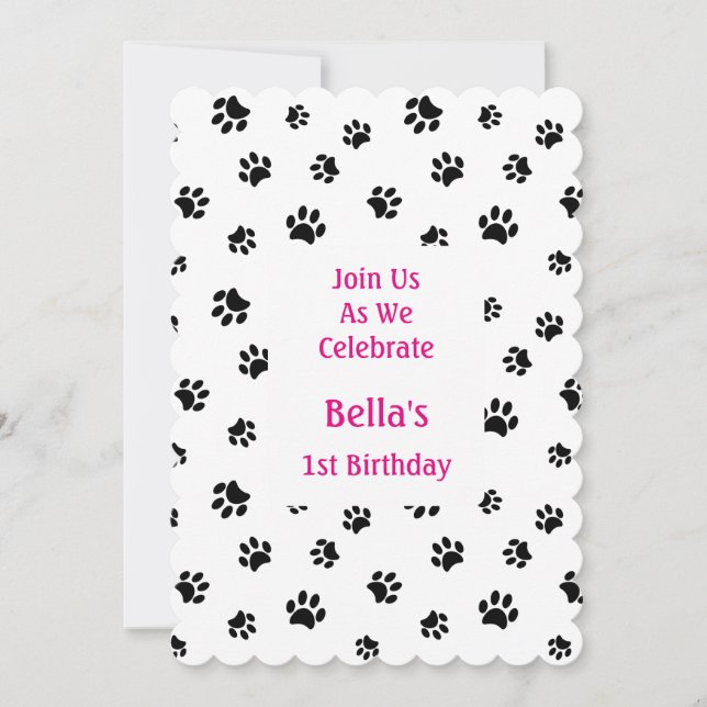 Invitation d'anniversaire pour animaux de compagni (Devant)