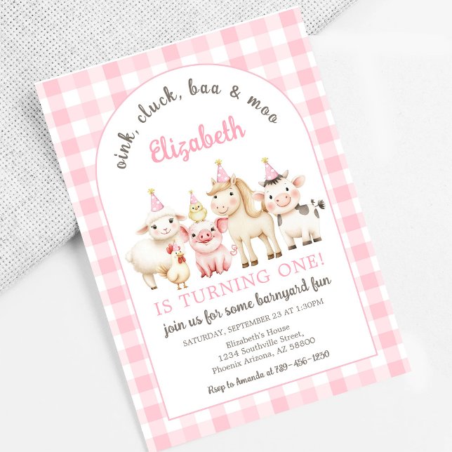 Invitation d'anniversaire pour animaux de ferme ro (Créateur téléchargé)