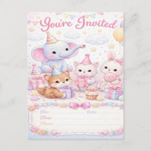 Invitation d'anniversaire pour bébé aux animaux pa
