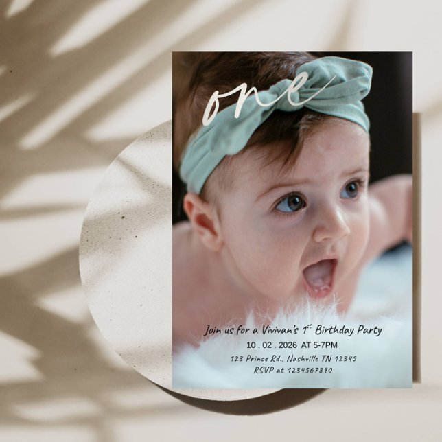 Invitation d'anniversaire pour bébé fille - 1er an (Créateur téléchargé)