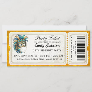 Invitation d'anniversaire pour billet de bal masqu