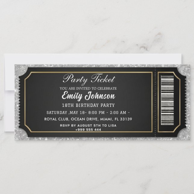 Invitation d'anniversaire pour billet de fête VIP  (Devant)