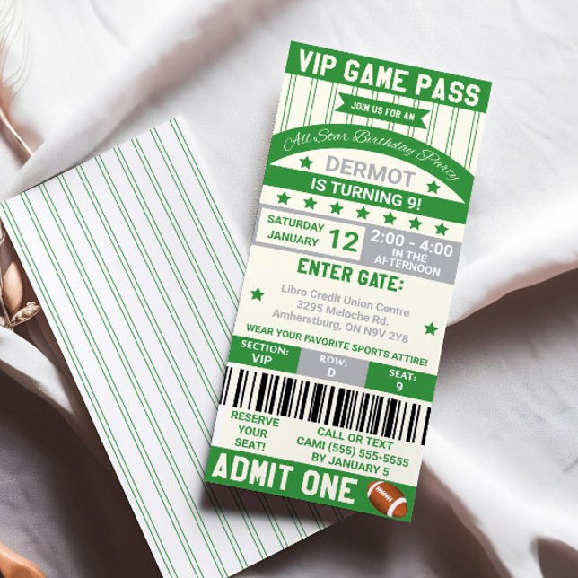 Invitation d'anniversaire pour billet de football (Créateur téléchargé)