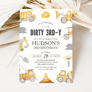 Invitation d'anniversaire pour camion à benne sale