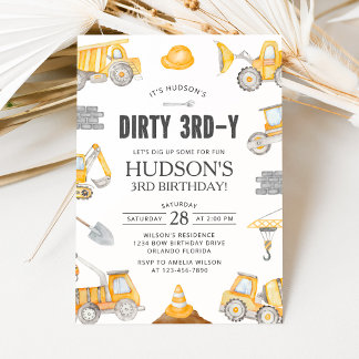Invitation d'anniversaire pour camion à benne sale