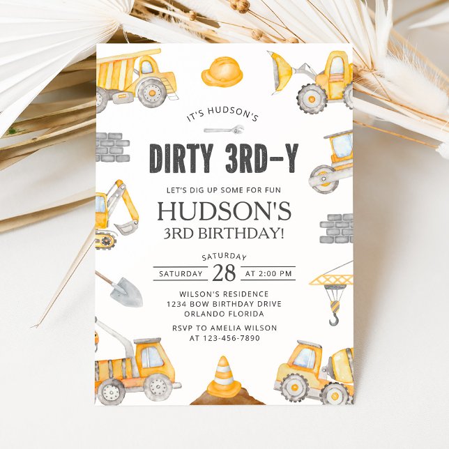 Invitation d'anniversaire pour camion à benne sale (Créateur téléchargé)