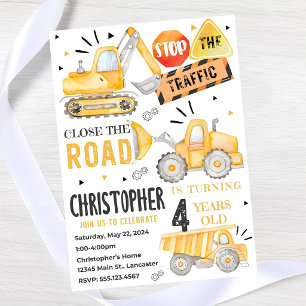 Invitation d'anniversaire pour camion de construct