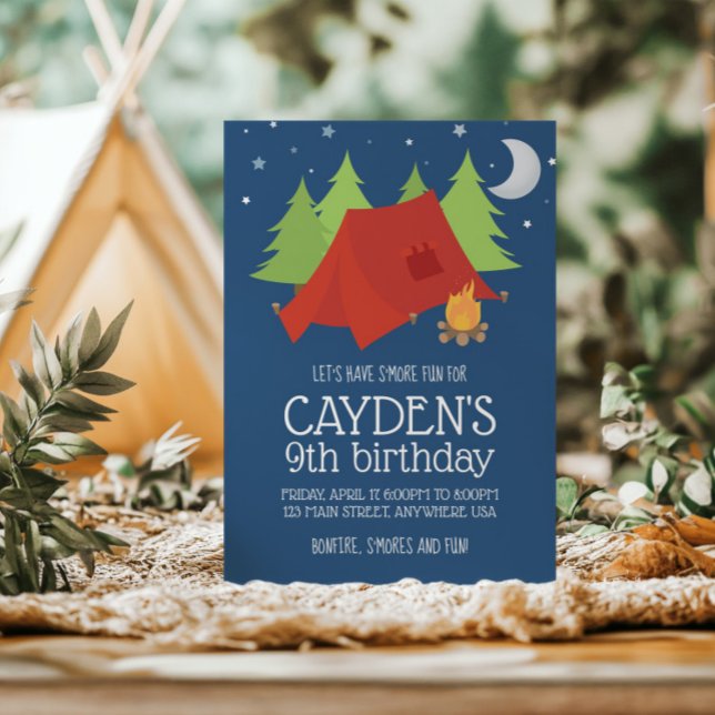 Invitation d'anniversaire pour camping et S'mores (Créateur téléchargé)