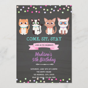 Invitation d'anniversaire pour chaton animal de co