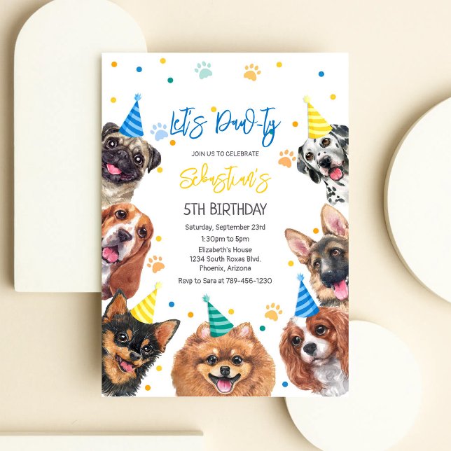 Invitation d'anniversaire pour chien Fête de chiot (Créateur téléchargé)