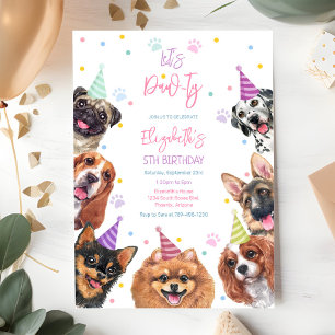 Invitation d'anniversaire pour chien Fête de chiot
