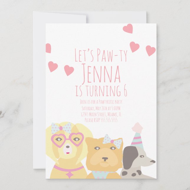 Invitation d'anniversaire pour chiens pour la Sain (Devant)