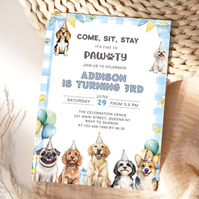 Invitation d'anniversaire pour chiots Animaux à la (Créateur téléchargé)