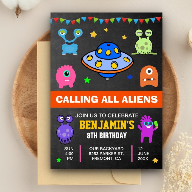 Invitation d'anniversaire pour des monstres et des (Créateur téléchargé)