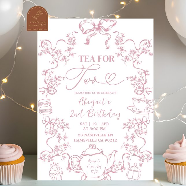 Invitation d'anniversaire pour deux ans pour le th (Créateur téléchargé)