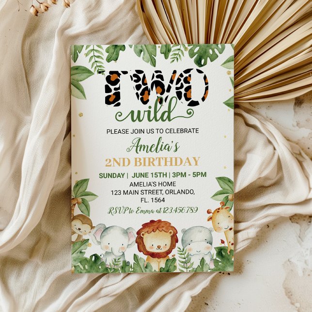 Invitation d'anniversaire pour deux mignons animau (Créateur téléchargé)