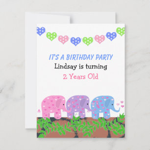 Invitation d'anniversaire pour éléphanteaux