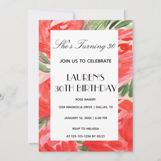 Invitation d'anniversaire pour elle (Devant)