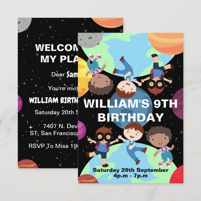 Invitation d'anniversaire pour enfant (Devant / Derrière)