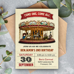 Invitation d'anniversaire pour enfants à carrousel