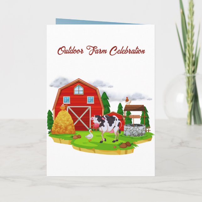 Invitation d'anniversaire pour enfants à la ferme  (Dos)