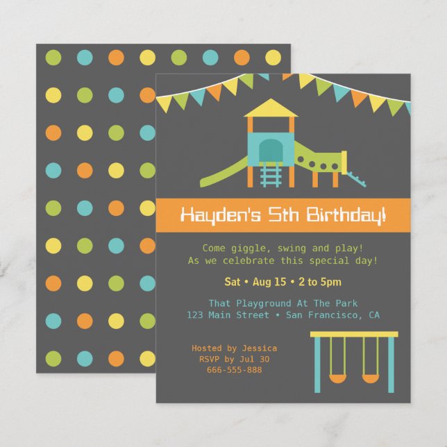 Invitation d'anniversaire pour enfants à l'aire de (Devant / Derrière)
