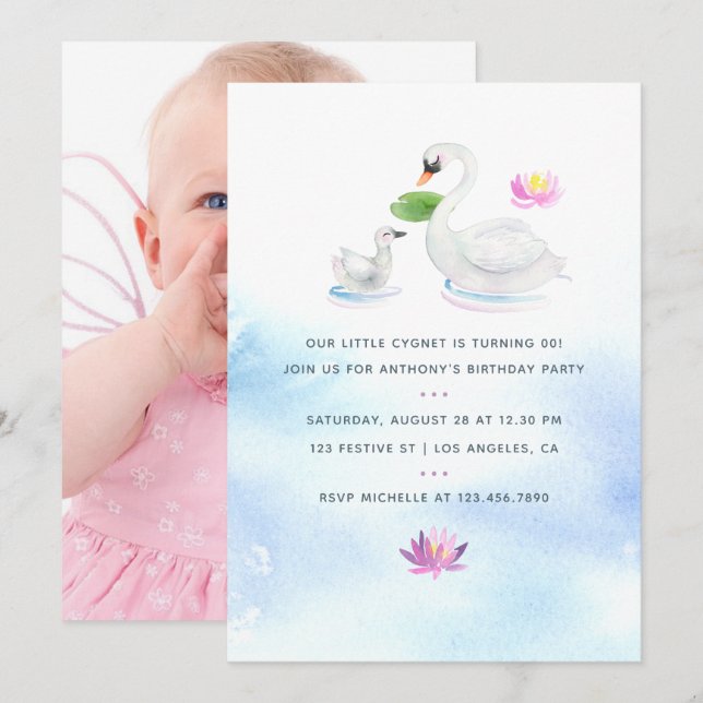 Invitation d'anniversaire pour enfants à l'aquarel (Devant / Derrière)