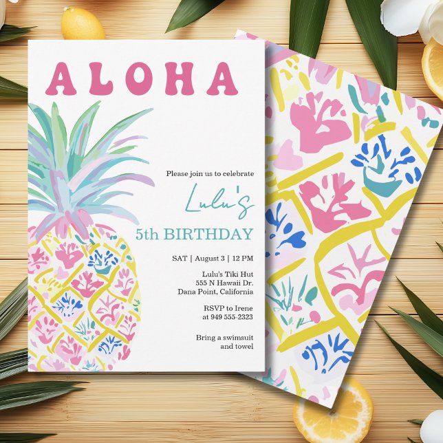 Invitation d'anniversaire pour enfants Aloha Luau (Créateur téléchargé)