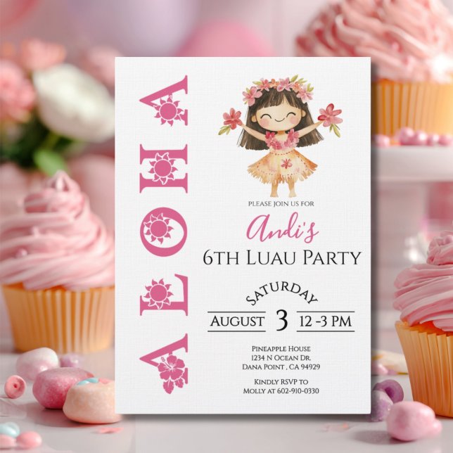 Invitation d'anniversaire pour enfants Aloha Luau (Créateur téléchargé)