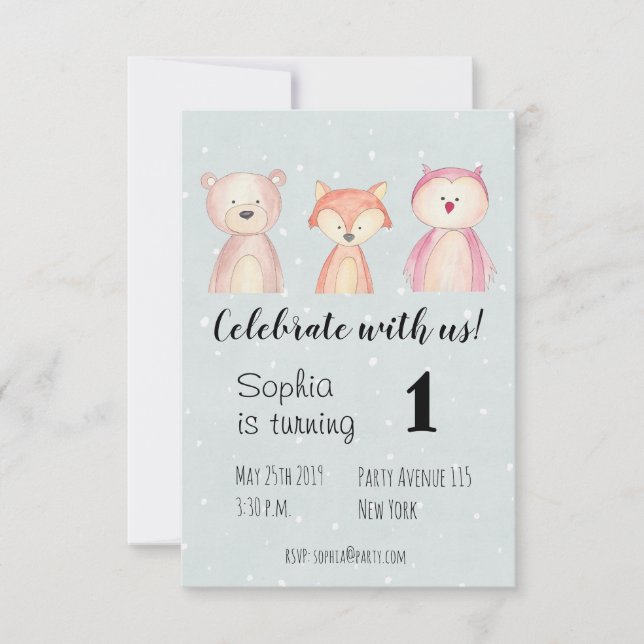 Invitation d'anniversaire pour enfants Animaux aqu (Devant)