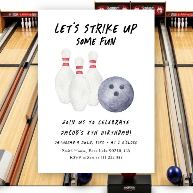 Invitation d'anniversaire pour enfants au bowling (Créateur téléchargé)