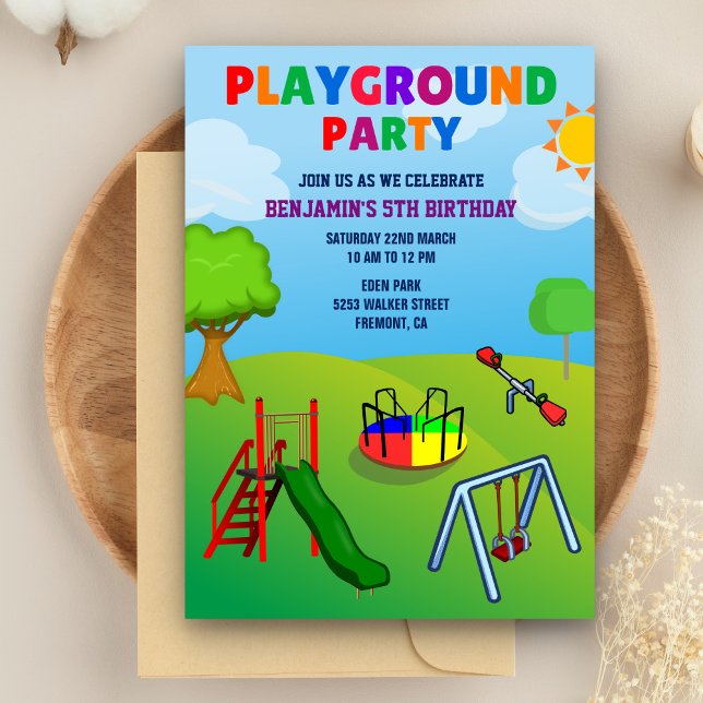 Invitation d'anniversaire pour enfants au parc de  (Créateur téléchargé)