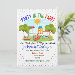 Invitation d'anniversaire pour enfants au parc de