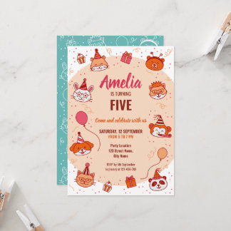 Invitation d'anniversaire pour enfants avec des an