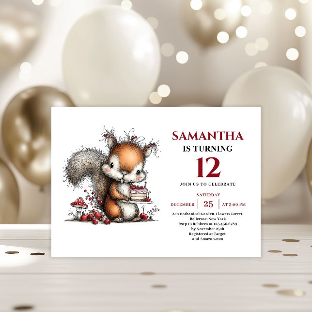 Invitation d'anniversaire pour enfants avec des an (Fresh whimsical animals party kids birthday invitation

)
