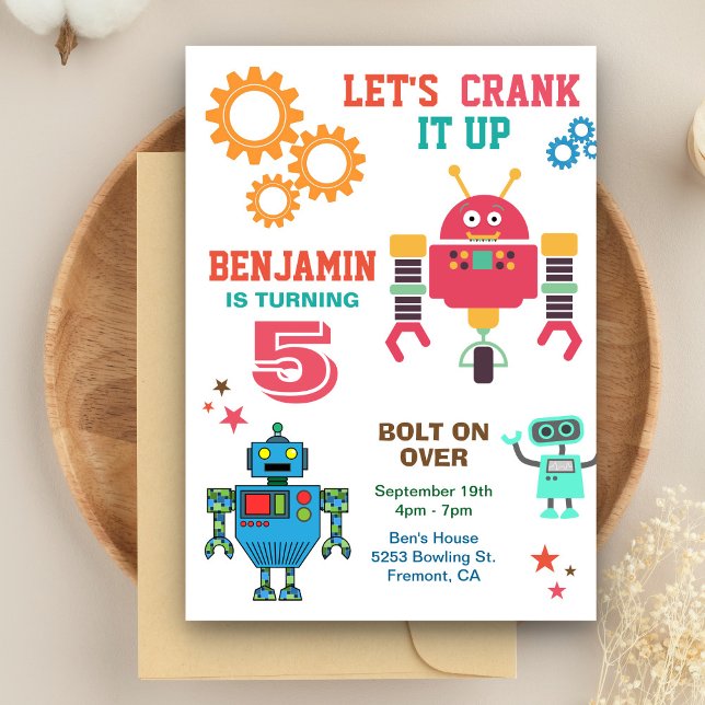 Invitation d'anniversaire pour enfants avec des ro (Créateur téléchargé)