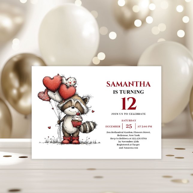 Invitation d'anniversaire pour enfants avec impres (Sweet whimsical animals print kids birthday invitation

)