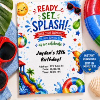 Invitation d'anniversaire pour enfants avec tobogg