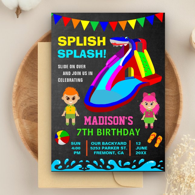 Invitation d'anniversaire pour enfants avec tobogg (Créateur téléchargé)