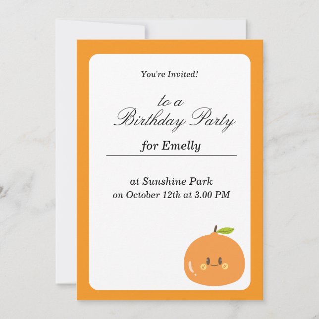 Invitation d'anniversaire pour enfants avec un fru (Devant)