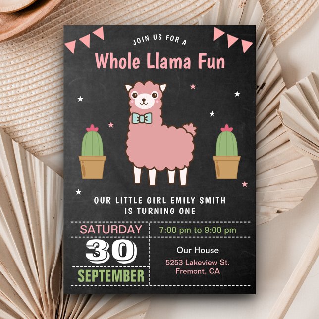 Invitation d'anniversaire pour enfants avec un lam (Créateur téléchargé)