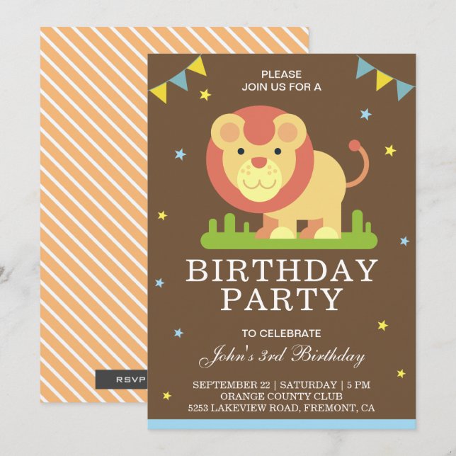Invitation d'anniversaire pour enfants avec un mig (Devant / Derrière)