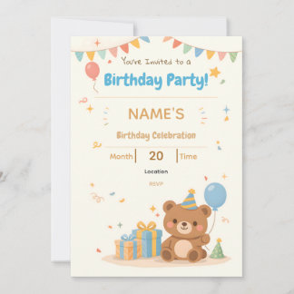 Invitation d'anniversaire pour enfants avec un our