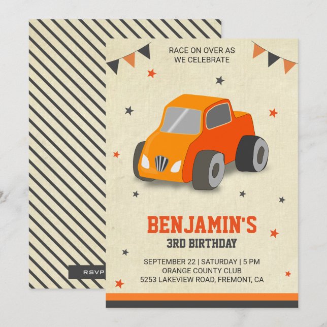 Invitation d'anniversaire pour enfants avec une jo (Devant / Derrière)