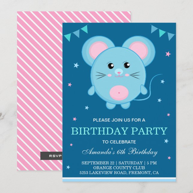 Invitation d'anniversaire pour enfants avec une So (Devant / Derrière)