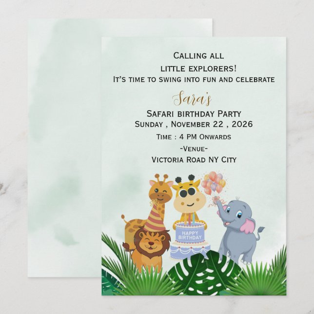 Invitation d'anniversaire pour enfants - Aventure  (Devant / Derrière)