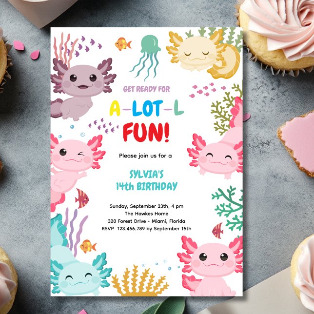Invitation d'anniversaire pour enfants Axolotl (Créateur téléchargé)