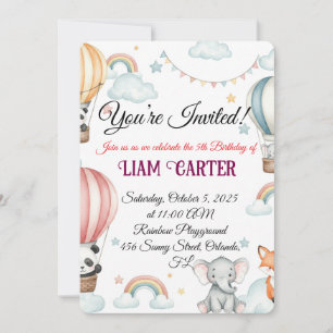 Invitation d'anniversaire pour enfants - Ballons à