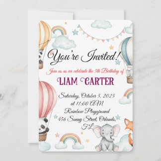 Invitation d'anniversaire pour enfants - Ballons à