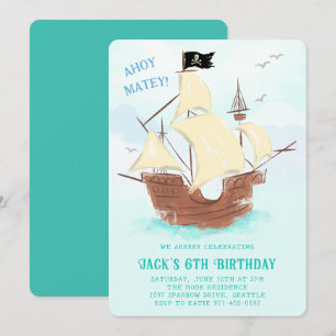 Invitation d'anniversaire pour enfants : Bateau pi